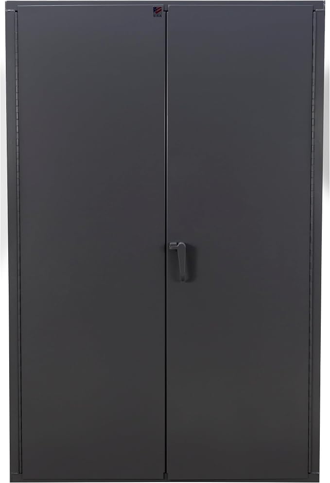 Jamco Heavy Duty Steel Storage Cabinet, Lockable Doors, 7200 lb Cap., Gray | 14-Gauge All-Welded Steel Cabinet, 4 Adjustable Shelves (1,800 Lbs Capacity Each), 24"D X 48"W X 74"H, Lockable,