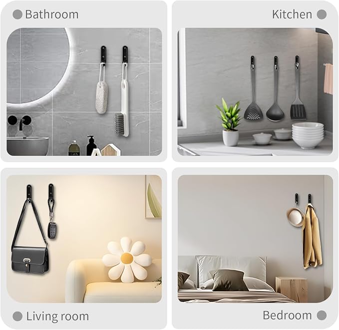 6PCS Foldable Wall Hooks, Zinc Alloy Flip Down Hooks, Retractable Wall Hooks for Bathroom, Entryway, Hanging Coats Hats Bags Keys (Gray)