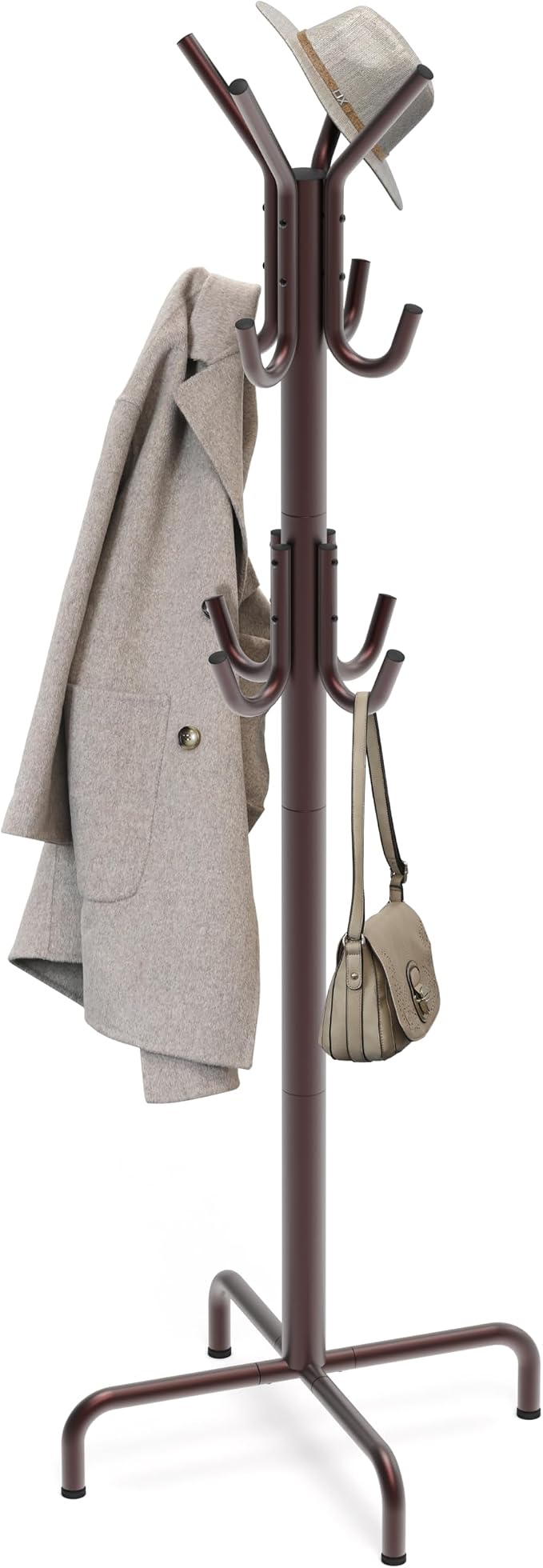 Simple Houseware Standing Coat/Hat Hanger Organizer Rack, 12 Hooks, Bronze | For Entryway, Bedroom, and Hallway