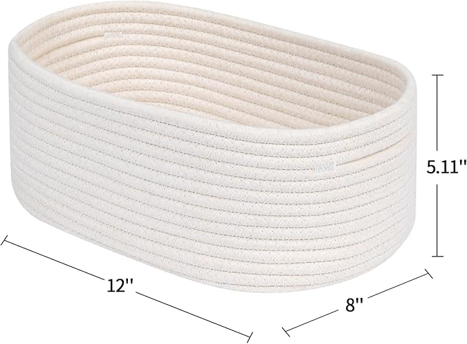 CubesLand Small Storage Baskets for Shelves, Closet Storage Bins | Empty Gift Basket Baby Nursery Woven Baskets for Organizing, Rectangular Clothes Closet Shelves Baskets 3 Packs Off White
