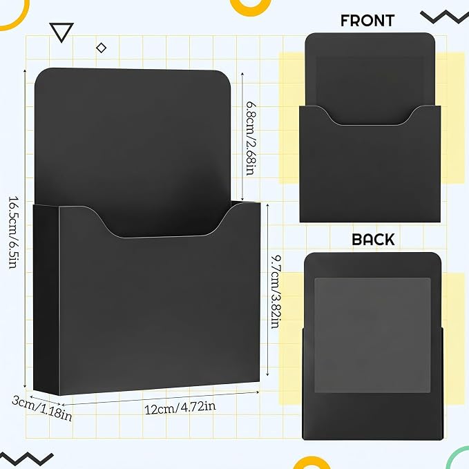Gilprop 8 Pack Magnetic File Folder Holder for Whiteboard Classroom Storage | 5"x7"x1.2" Hanging Magnetic Wall File Organizer, Refrigerator Magazine Holder, for Mail Letters Paper Desk Office