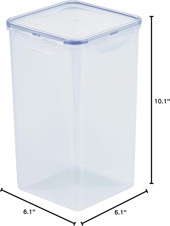 LOCK & LOCK Easy Essentials Food lids/Pantry Storage/Airtight containers, BPA Free, Square-16.9 Cup-for Chips, Clear (Pack of 3)