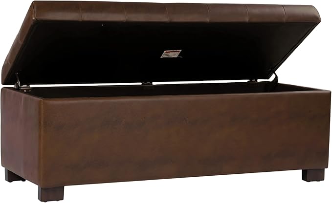 HomePop 46" Tufted Storage Bench - Antique Brown