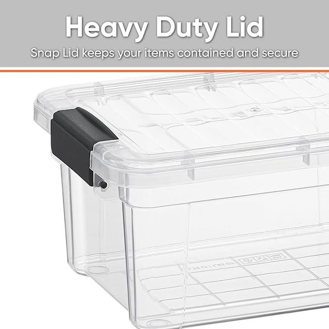Superio Clear Plastic Storage Bin with Lid, 3.5 Qt, Non-Toxic, BPA Free, Odor Free, Organizer Storage Box, Stackable Plastic Tote for Home, Garage, School, and Office, X-Small