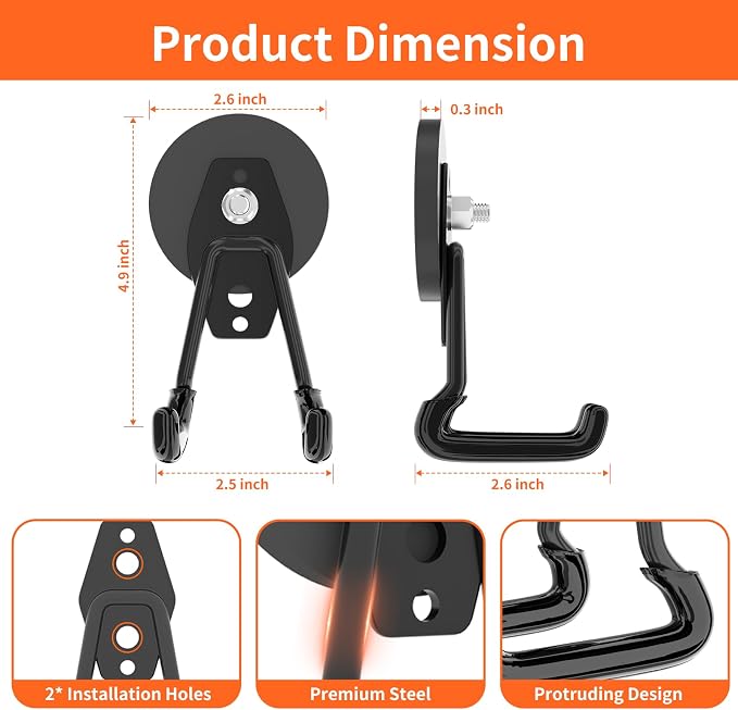 ENUODA Strong Magnetic Hooks Heavy Duty Upgraded Large Magnets with Hooks Magnetic Garage Hooks for Hanging Shovel, Broom, Wreath, Garden Tool, Toolbox, Shed, Garage, Locker, 4PCS