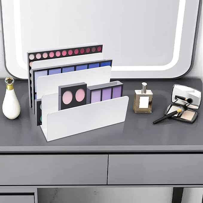 2PCS 4 Sections Acrylic File Organizer for Desk, White Acrylic File Holder Sorter for Office Supplies