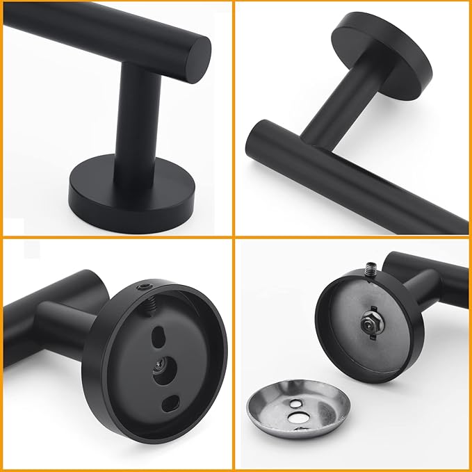 Nolimas Matte Black Bath Towel Bar Single Bars Towel Rack Rod Classic Wall Mounted Stainless Steel Bathroom Towel Bar Toilet Kitchen Towel Shelf Single Layer,24inch