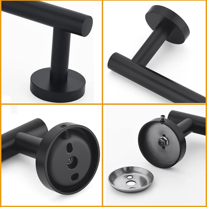 Nolimas Matte Black Bath Hand Towel Bar Single Bars Towel Rack Rod Classic Wall Mounted Stainless Steel Bathroom Towel Bar Toilet Kitchen Towel Shelf Single Layer,9inch