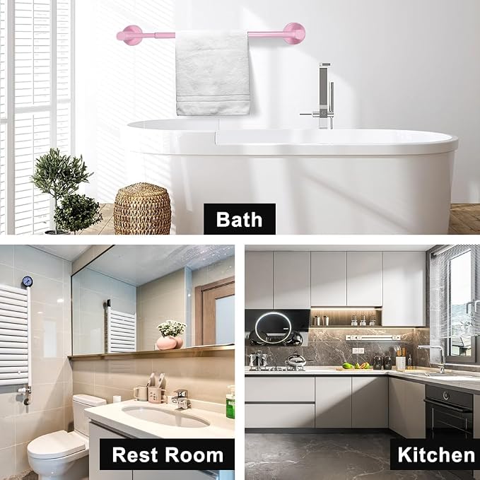 MGahyi Towel Racks for Bathroom-Adjustable Towel Holder(13.18inch-24inch) Sturdy and Rustproof Towel Bar Wall Mounted, Single Towel Bar Rod for Bathroom Accessories (Pink, 1Pack)