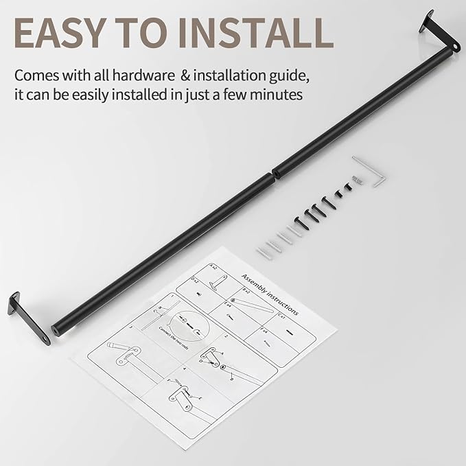 JUYSON Single Towel Bar for Bathroom, 24 Inch Towel Rack, Black | Wall Mounted, Stainless Steel, Rust Resistant, Space-Saving Design, Easy Installation