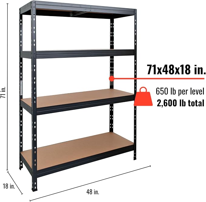 AR Shelving, Versatile Combinable Shelving Collection 48in.W, Height 71 in, Width 48 in, Depth 18 in, Model# TR18S402KHGDD8US0