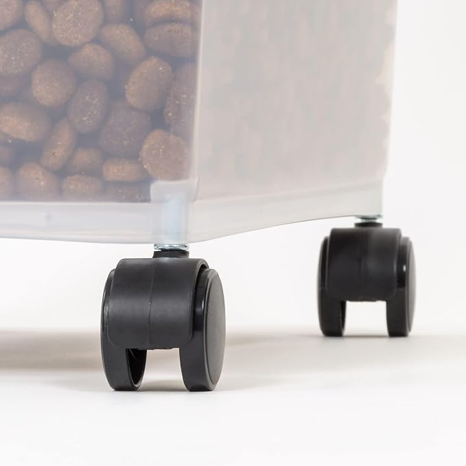 Amazon Basics Airtight Pet Food Storage Container with Scoop, BPA Free, Removable Wheels, 69 QT, Gray