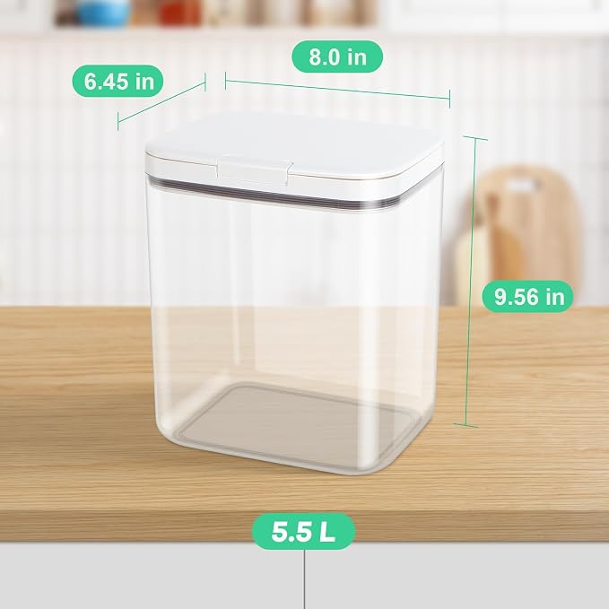 11 Lbs Rice Storage Container 5.8Qt Flour Sugar Containers with Flip-up Lid | Airtight BPA Free Dog Food Storage Bin Crystal-Clear Plastic Dry Food Holder for Kitchen Pantry Organization
