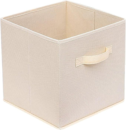 Fabric Storage Bins 10.6 x 10.6 x 11 Storage Cubes 1 Pack Warm Beige | Foldable Clothing Storage Bins, Reinforced Handles, Sturdy, Lightweight, Space-Saving, For Closet, Shelf, Nursery And Bedroom