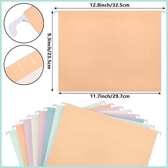 Dispowreath 24 Hanging File Folder with Acrylic Organizer for Letter/a4 Size Desktop Clear File Storage Box with Handles for Home Work Office Use(Colorful,Classic)