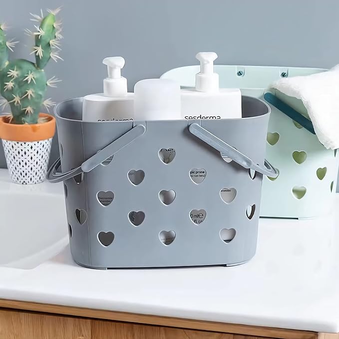 Portable Shower Caddy with handle Plastic Shower Basket, 2 Pack, Grey | Bathroom Caddy Storage Tote Cleaning Supply Caddy for College Dorm, Kitchen, Pantry, Garage