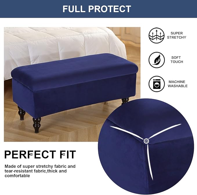 FUANGUI Ottoman Cover Slipcovers Rectangular Folding Stretch | Storage Bench Footrest Sofa Stool Covers Footstool Protector with Elastic Bottom, Removable Washable,Medium