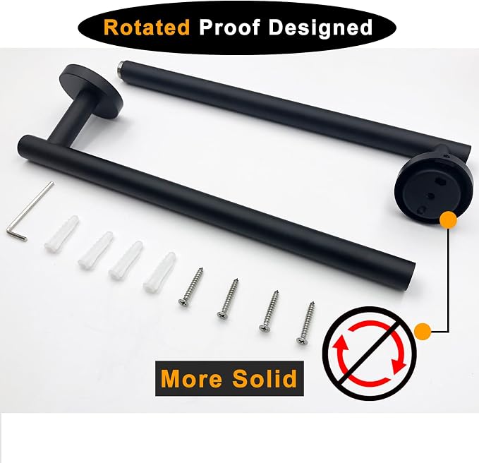 Towel Bar for Bathroom Matte Black, 33Inch Towel Rack Wall Mounted, Thicken Round Bath Towel Holder Rod SUS304 Stainless Steel, Heavy Duty Dish Cloths Hanger for Bathroom, Kitchen