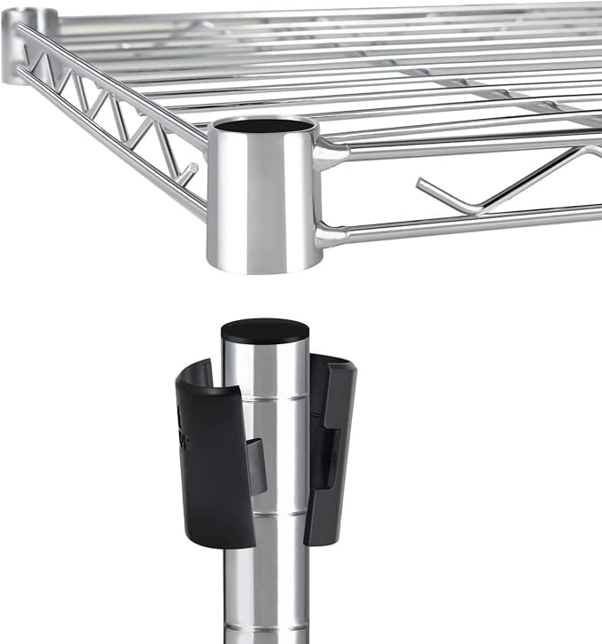 Simple Deluxe Heavy Duty 3-Shelf Shelving with Wheels, Adjustable Storage Units, Steel Organizer Wire Rack, 24.02”L x 13.78“W x 31.89”H, Chrome, HKSHLF23133003CPC