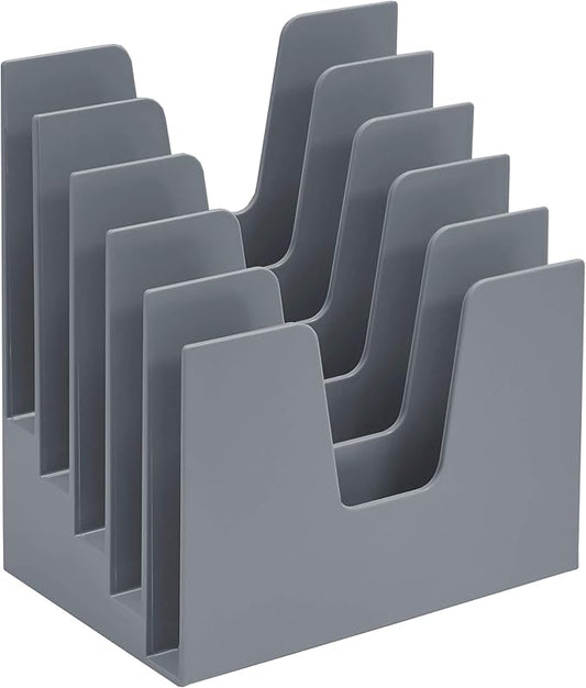 Acrimet 5 Section Incline File Sorter Organizer, Desktop Mail Holder Silver | Durable Plastic, Space-saving Design, Easy Document Access, Ideal for Office, Home and School Use