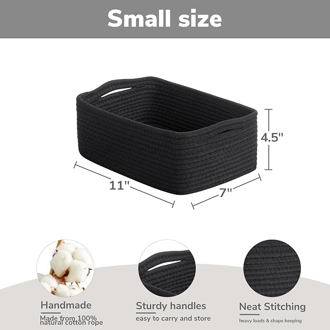Goodpick 3-Pack Boo Storage Baskets for Organizing, 11 x 7 x 4.5 in | Closet Organizer Bins, Empty Storage Baskets for Organizing, Toy Baskets Storage Kids Storage Bin, Black