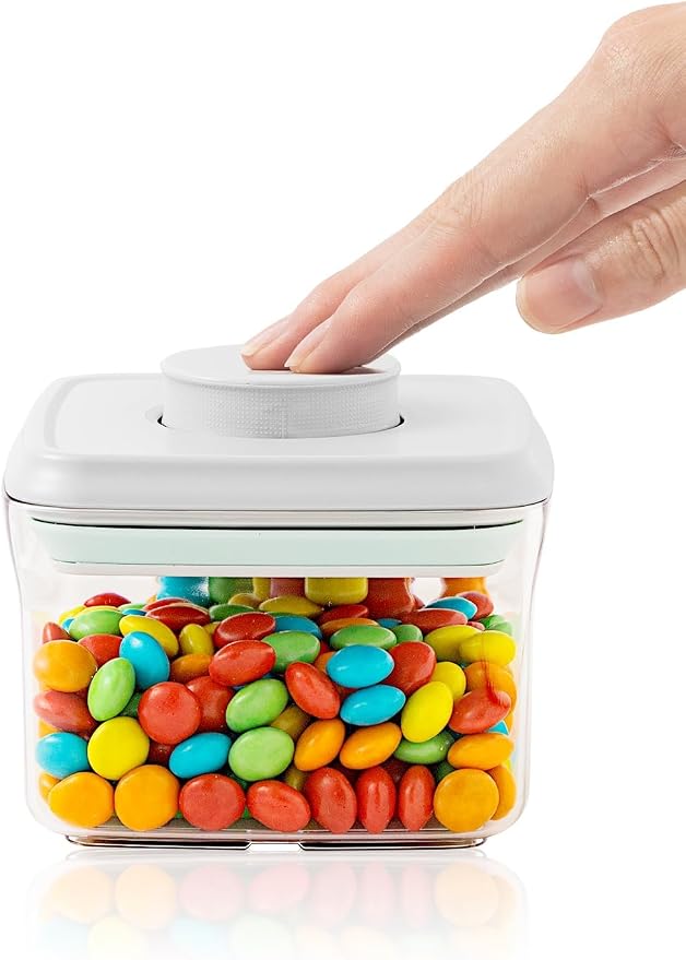 Small Airtight Container, 0.3Qt Mini Snack Jar with Pop-Top Lid | BPA-Free Stackable Food Storage for Candy, Nuts, Dog Treats, Brown Sugar, Tea Bags, Spices and Everyday Pantry Essentials