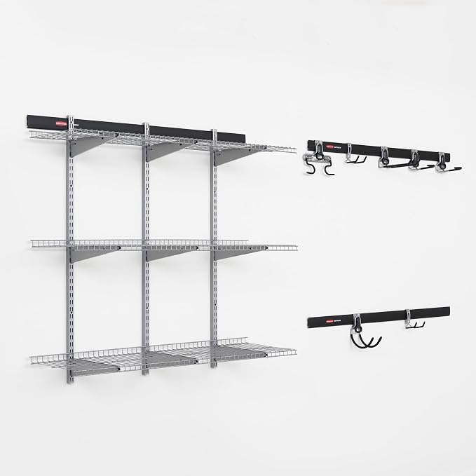 Rubbermaid 25-Piece Fasttrack Garage Storage System Kit for Garage Organization