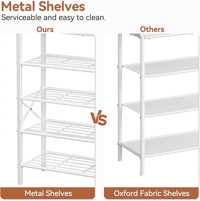 5 Tier Shoe Rack with 2 Drawers, 16-20 Pairs Greige | Holds 16-20 pairs. 2 drawers for socks/keys. Removable layer for boots. Anti-tip kit included. Quick assembly.