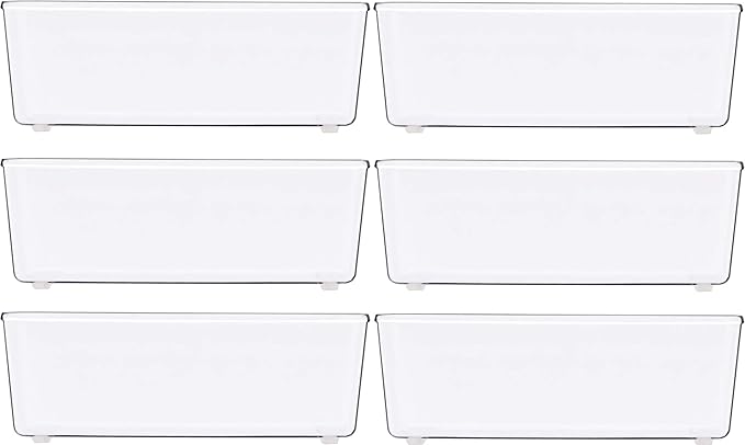 Simple Houseware Clear Desk Drawer Organizer, 3.25"x 6.25", 6 Packs | For Desk, Office, Bathroom, Makeup, and Craft Storage