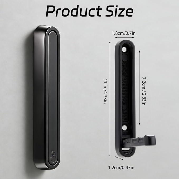 4.33 in Extended Folding Coat Hooks, 2 Pack Black Wall Hooks, Zinc Alloy | 90° Foldable Design, Wall Mounted, Zinc Alloy, Flip-Down Design, Includes Screws And Anchors, For Bedroom, Entryway, Closet
