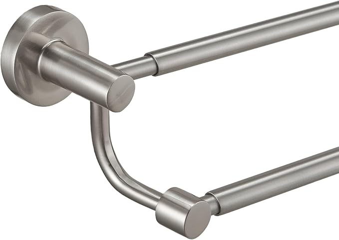 BESy Double Towel Bar Towel Rack for Bathroom Wall Mounted Brushed Nickel | Adjustable 16-26 In,Wall Mounted Towel Holder, Stainless Steel, Rustproof, Towel Bar Rod Hanger Hardware Accessories Hotel