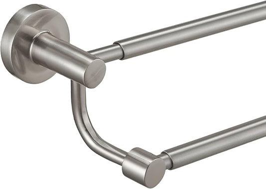 BESy Double Towel Bar Towel Rack for Bathroom Wall Mounted Brushed Nickel | Adjustable 16-26 In,Wall Mounted Towel Holder, Stainless Steel, Rustproof, Towel Bar Rod Hanger Hardware Accessories Hotel