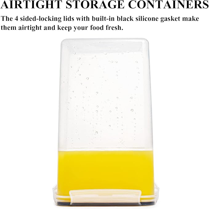 Wildone Flour Sugar Storage Containers 6.5L, 4 PCS, Black | Large Bulk Food Storage Containers with Airtight Lids for Flour and Sugar, BPA Free, Food Grade Material, 20 Labels Included