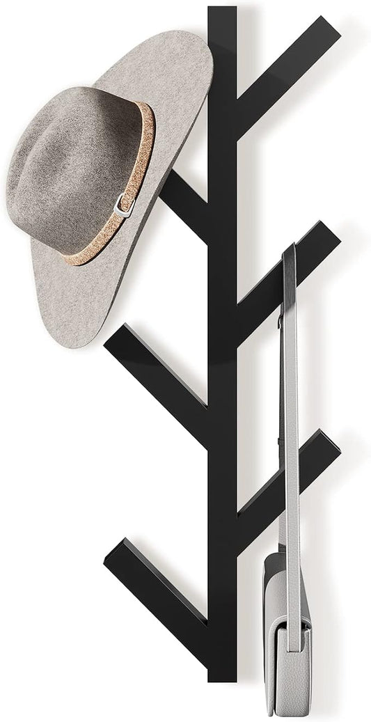 Vertical Coat Rack Wall Mounted 16 Inch,Metal Vertical Hat Rack for Wall, | Modern Coat Rack Tree for Hats, Jackets, Bags, Entryway Bedroom (Height 16")