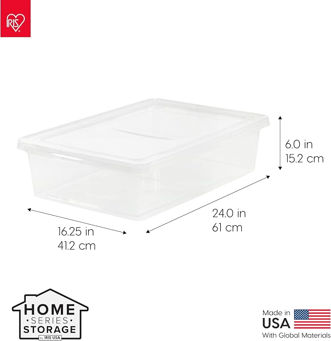IRIS USA 10-Pack 28 Qt Storage Bins with Lids, Clear, Stackable | Great for clothing, linens, closets and home organization, nestable design, transparent design makes contents easy to find