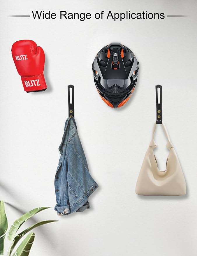 4 Pack Helmet Hooks Motorcycle Helmet Holder Hook Wall Mount Helmet Storage Rack Hanger Motorbike Cloth Wall Mount Display Rack Hanger for Jacket Bag, Cloth, Coat, Glove