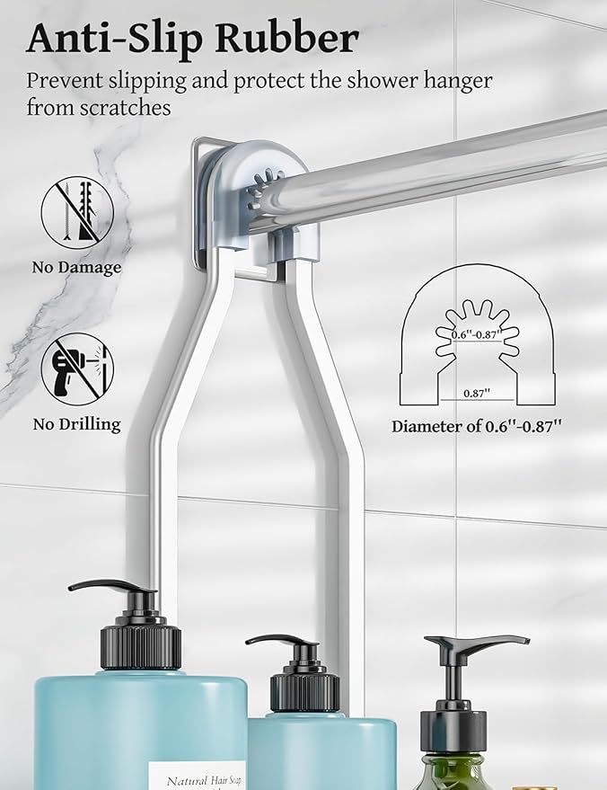 YASONIC Never Rust Shower Caddy Hanging, Aluminum Shower Racks for Inside Shower, 3-Tier Shower Organizer Hanging Over Shower Head with Hooks and Soap Holder, Silver