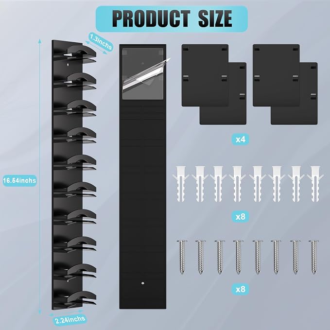 Hat Organizer for Baseball Caps 4Pack, Hat Rack for Wall with Strong Adhesive Hold up to 40 Hats, Hat Hanger Holder Display for Door Closet, Cap Organizer Storage Multilayer Two Mounting Option(Black)