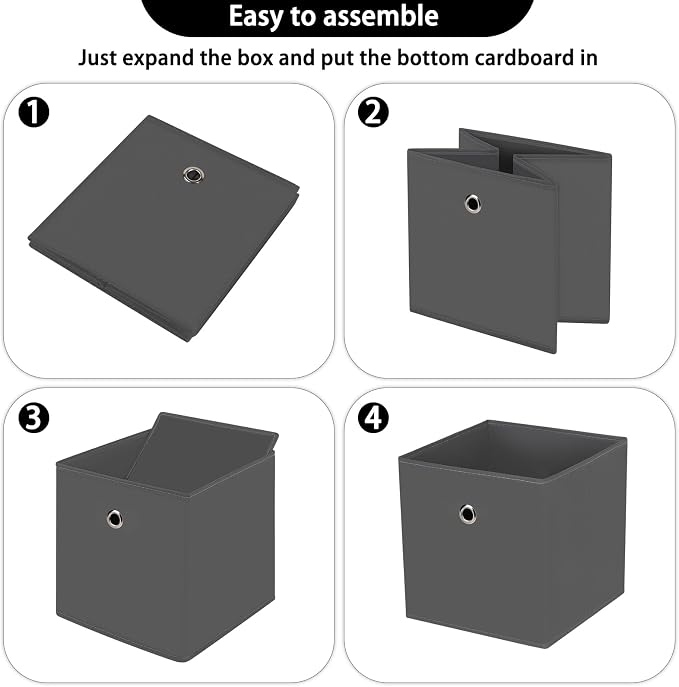 13 inch Record cube storage bins,collapsible fabric storage cubes Decorative storage basket,apply to clothes organizer box,shelves in closet,laundry,daycare centers,offices,8 Pack(Gray)