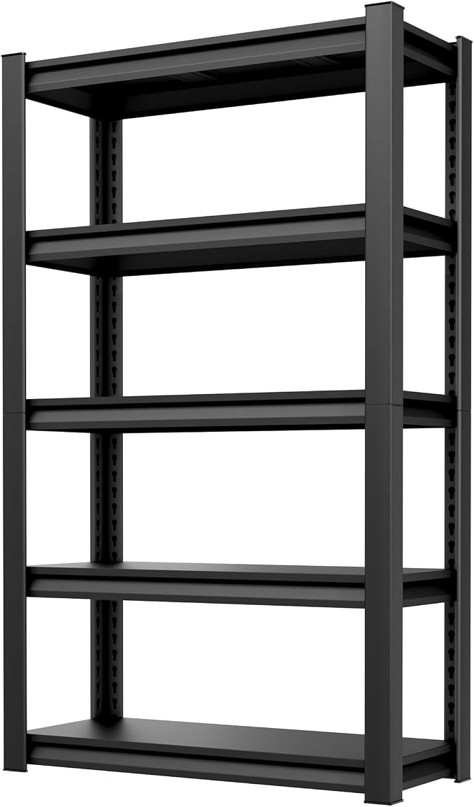OLLRRACT 5-Tier Garage Shelving, Metal Storage Shelves, Utility Shelf | 36"W x 16"D x 78"H, Adjustable, Steel, Heavy Duty, Industrial Storage Rack for Basement, Laundry, Living Room, Warehouse