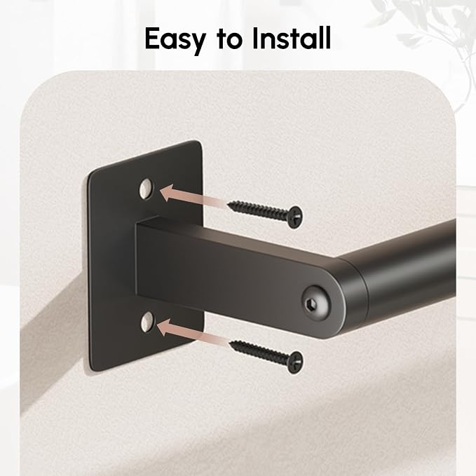 USHOWER Matte Black Towel Bar, 24 Inch Towel Racks for Bathroom | Heavy Duty Stainless Steel Towel Holder Wall Mounted, Easy Installation (Total Length 26 Inch)