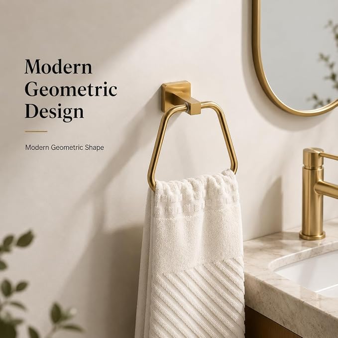 Brushed Light Gold Towel Ring for Bathroom, Kitchen Bath Towel Holder Hangers Wall Mount Heavy Duty Stainless Steel
