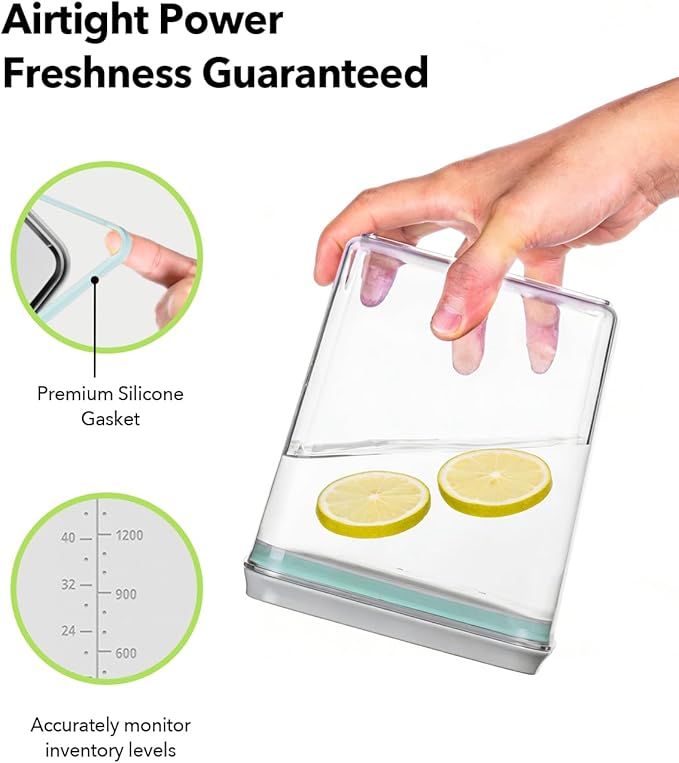 Airtight Food Storage Container with One-Touch Lid, 8-Piece Set (1.3, 2.1, 2.9, 3.6 QT* 2) Stackable Durable BPA-Free for Flour, Cereal & Complete Pantry Organization.