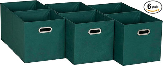 Household Essentials 6 ct Open Fabric Cube Storage Bins, Forest Green