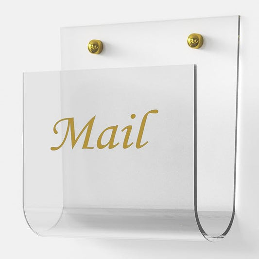 Cociat Acrylic Mail Holder for Wall Clear Hanging 6.6 X 2.2 Inch Mail Organizer Wall Mounted File Holder