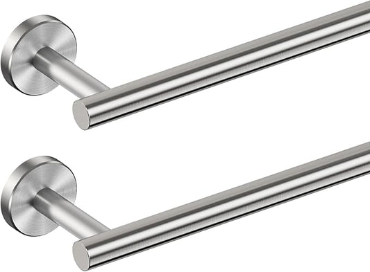 FORIOUS Towel Bar 24" Towel Racks for Bathroom Wall 2 Pack Brushed Nickel | Total Length 26 Inch, Rustproof, Stainless Steel Towel Holder, Wall Mounted for Bathroom Bedroom, Heavy Duty, Space Saving