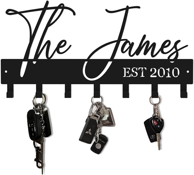 Customized Meaningful Phrase Key Hooks for Wall Decoration,Delicate Fashion Black Metal Key Holder Wall Mount,Modern Key Hanger for Hallway,Entryway,Office