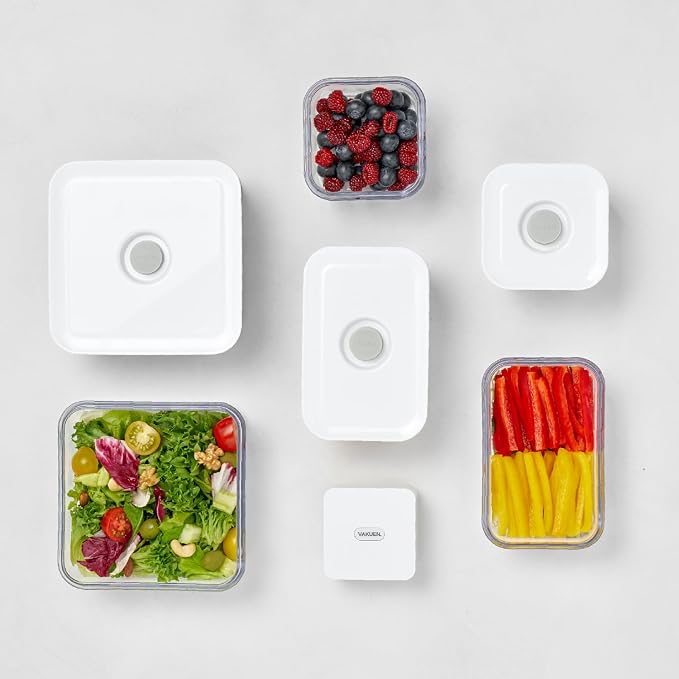 VAKUEN Premium Airtight Food Storage Containers 4-piece/Set, BPA Free, 100% Leak Proof, Keep food fresh up to 5 times longer than non-vacuum storage
