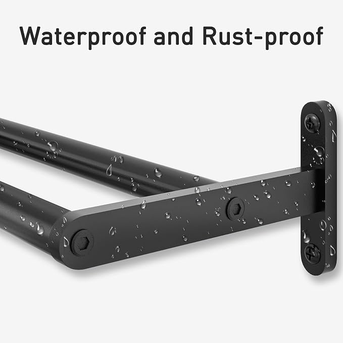 KLJKPA Double Towel Bar for Bathroom, 24 Inch Towel Rack, Matte Black | Heavy Duty Single Towel Rod, Space-Saving Hand Towel Holder, Toilet Kitchen Towel Storage, Rustproof, Stainless Steel