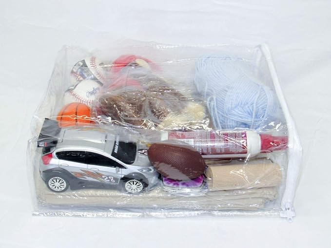 20-Pack Heavy Duty Vinyl Zippered Closet Square Storage Bags (Clear) for Sweaters, Throws, Arts & Crafts, Toys and Much More! (12" x 15" x 5") 3.9 Gallon